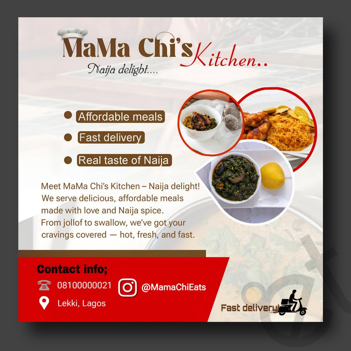 firstcalmboy's tweet image. Need a flyer that actually looks clean and gets attention?
I made this one for a food vendor 🍲

I create simple, bold designs for businesses — fast, and affordable. 

First 2 clients get a soft discount this week 💥

DM if you want yours.
#LampetGraphics #DesignForBusiness