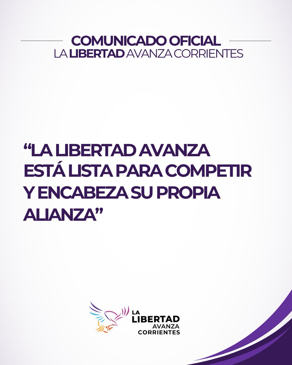 LLACorrientes's tweet image. ¡La Libertad Avanza compite en Corrientes!
Hemos resistido operaciones hasta el último día de cierre de alianzas y oficializamos nuestro deseo de competir por una provincia que siga el mismo sendero que Argentina empezó a recorrer el 10 de diciembre de 2023.
La Libertad Avanza…