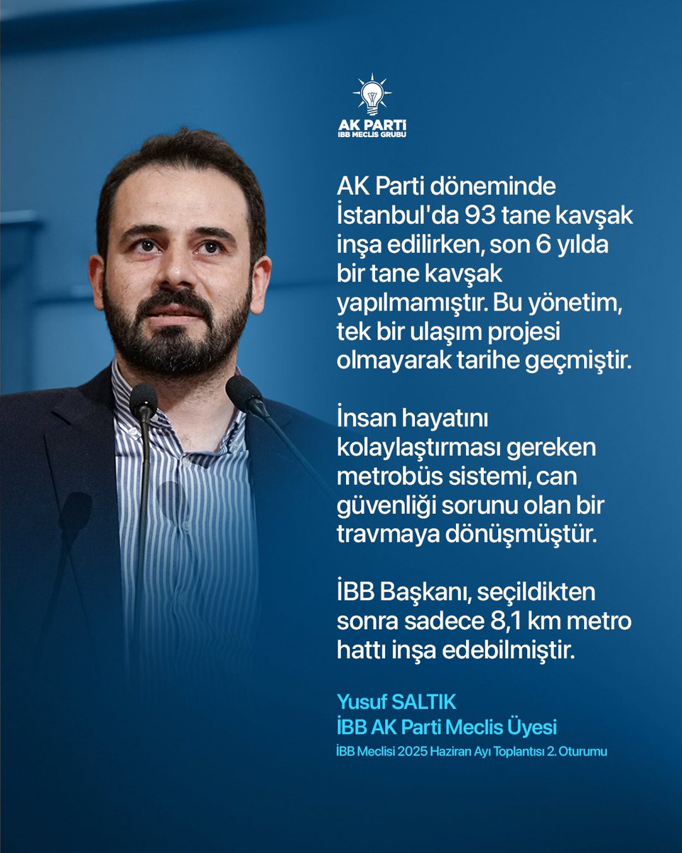 "Mevcut İBB yönetimi tek bir ulaşım projesi olmayarak tarihe geçmiştir."