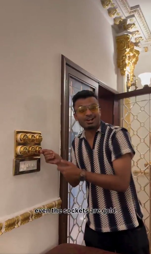 He is a government contractor from Indore.

Initially his 25 members family has a single petrol pump.

Then he moved into the business of government contracts.

He started making roads, bridges and building for govt.

Now even electrical switches in his home are of 24 ct gold.