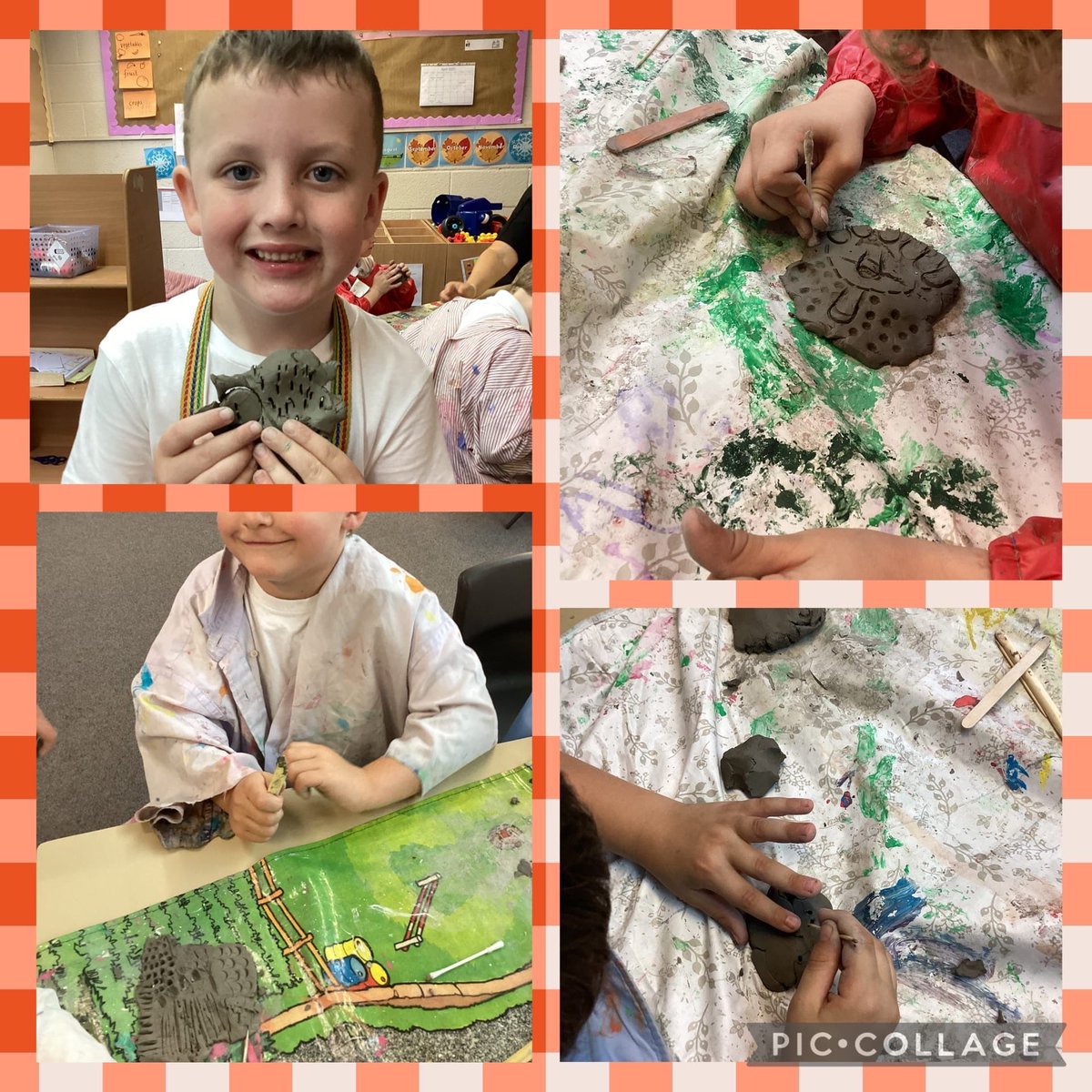 In year 1 we have been exploring how to create texture on clay. We made bumps, indents and ridges in our clay