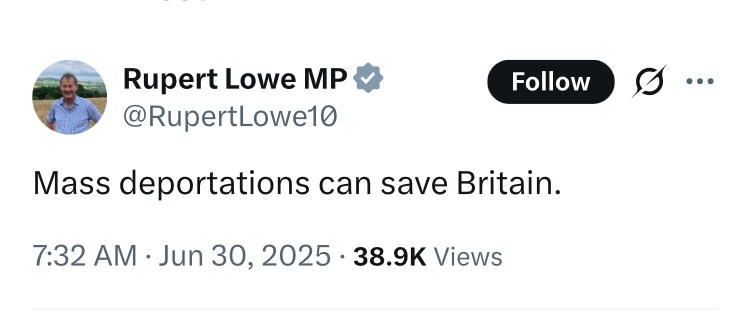 Don’t know about mass, Isabel Oakeshott is in Dubai, Lee Anderson is on holiday in Greece,
Andrew Neil lives in France, Tommy Robinson is in the Caribbean and Farage is mostly found in the US.
Just pop yourself off to Russia and we’ll be grand.