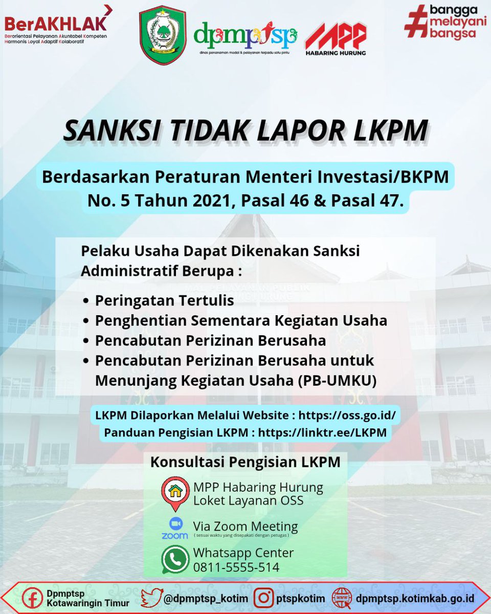dpmptsp_kotim's tweet photo. Ayo segera sampaikan Laporan Kegiatan Penanaman Modal (LKPM) melalui sistem OSS Indonesia.
📷 Periode Pelaporan 1 - 10 Juli 2025.
📷 Cek Panduan Pengisian LKPM : https://t.co/9dPtZ6gLH2
___
#mpp
#kotim
#sampitinfo
#dpmptsp
#LKPM https://t.co/Tlj3ZaSCiM