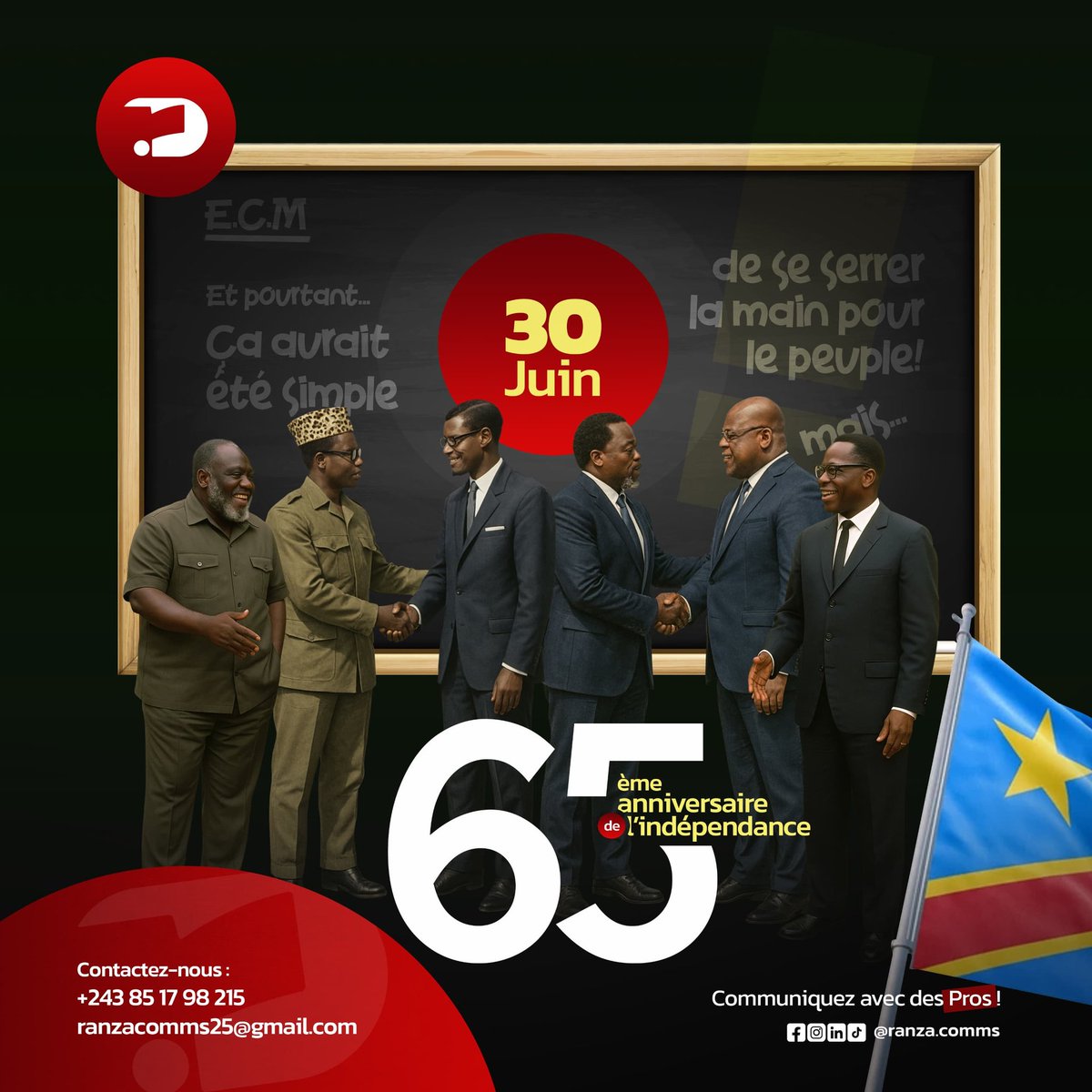 Bénie KOY (@2_template) on Twitter photo C'est à nous de créer des cadres par nos actions pour une RDC prospère . Aujourd'hui je refuse de dire vive l'indépendance mais plutôt vive les progrès à venir pour les 30 prochaines années !
Que Dieu bénisse la RDC !
<a href="/KimKimuntu/">Paulette Kimuntu Kim</a> <a href="/lofoliemmanuel/">Emmanuel LOFOLI</a> <a href="/engulu23/">Maître Leon-Richard Engulu</a> <a href="/benjimk/">Benjamin Umba</a> C'est à nous de créer des cadres par nos actions pour une RDC prospère . Aujourd'hui je refuse de dire vive l'indépendance mais plutôt vive les progrès à venir pour les 30 prochaines années !
Que Dieu bénisse la RDC !
<a href="/KimKimuntu/">Paulette Kimuntu Kim</a> <a href="/lofoliemmanuel/">Emmanuel LOFOLI</a> <a href="/engulu23/">Maître Leon-Richard Engulu</a> <a href="/benjimk/">Benjamin Umba</a>