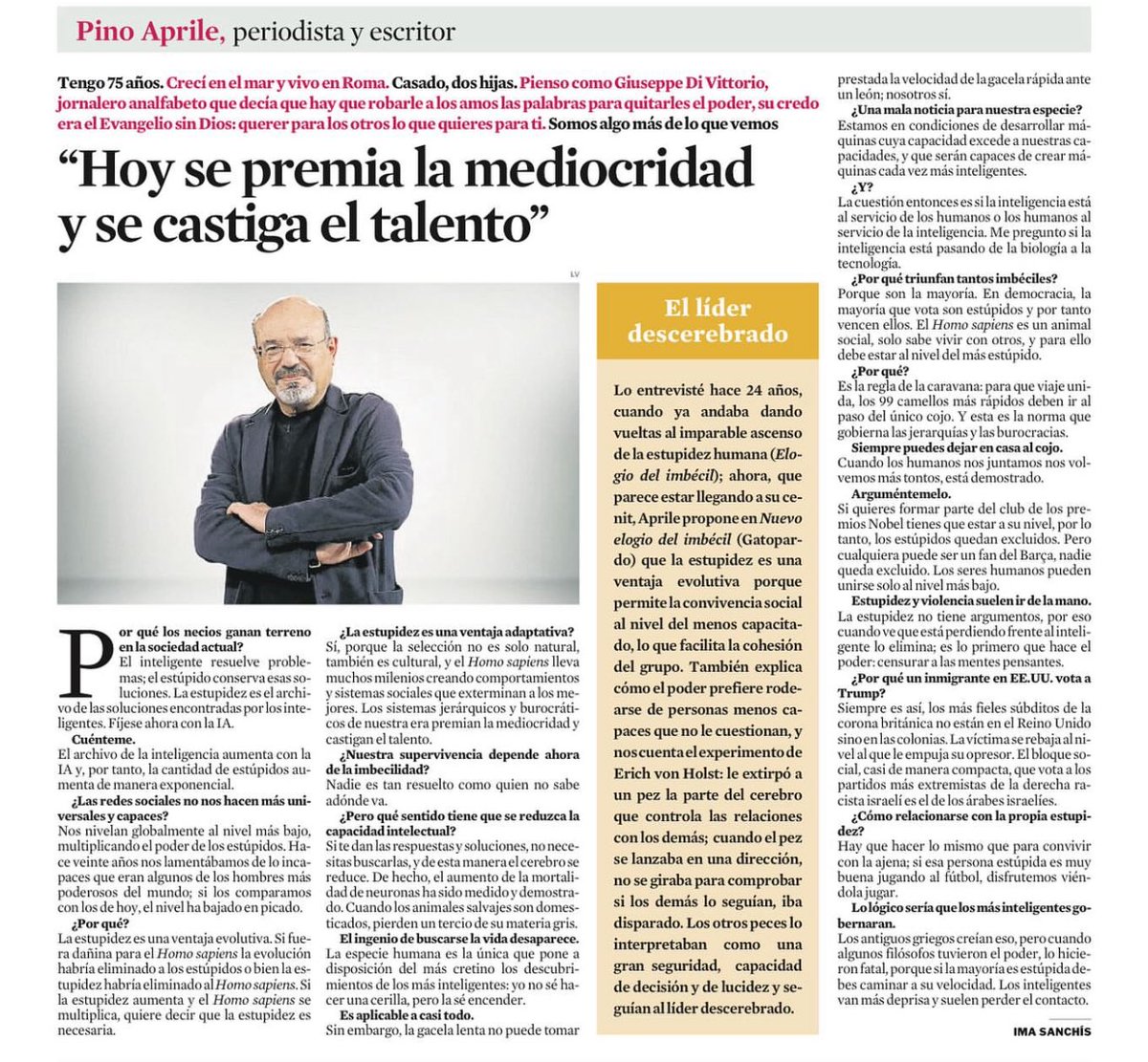 JM Martínez Sesmero (@manolosesmero) on Twitter photo La cuestión entonces es si la #inteligencia está al servicio de los #humanos o los humanos al servicio de la inteligencia…
Me pregunto si la inteligencia está pasando de la #biología a la #tecnología… <a href="/LaVanguardia/">La Vanguardia</a>
lavanguardia.com/lacontra/20250… La cuestión entonces es si la #inteligencia está al servicio de los #humanos o los humanos al servicio de la inteligencia…
Me pregunto si la inteligencia está pasando de la #biología a la #tecnología… <a href="/LaVanguardia/">La Vanguardia</a>
lavanguardia.com/lacontra/20250…
