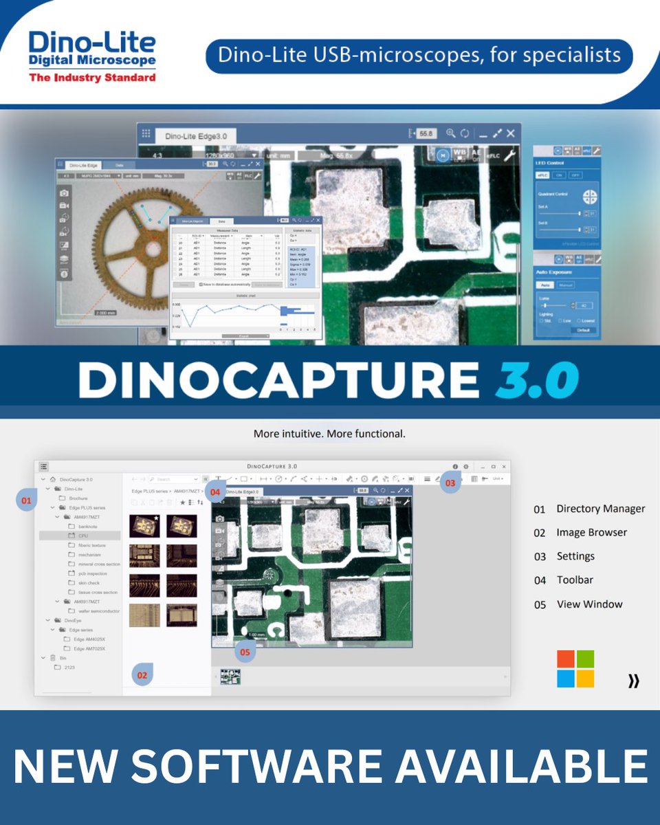 Dino_Lite_EU's tweet image. New Release: DinoCapture 3.0 is now available!

Whether you&apos;re in the lab or on location, this all-new software from Dino-Lite helps you capture, measure, and manage images with ease.

More information: dino-lite.eu/en/news

#MicroscopySoftware #DinoCapture #LabTools