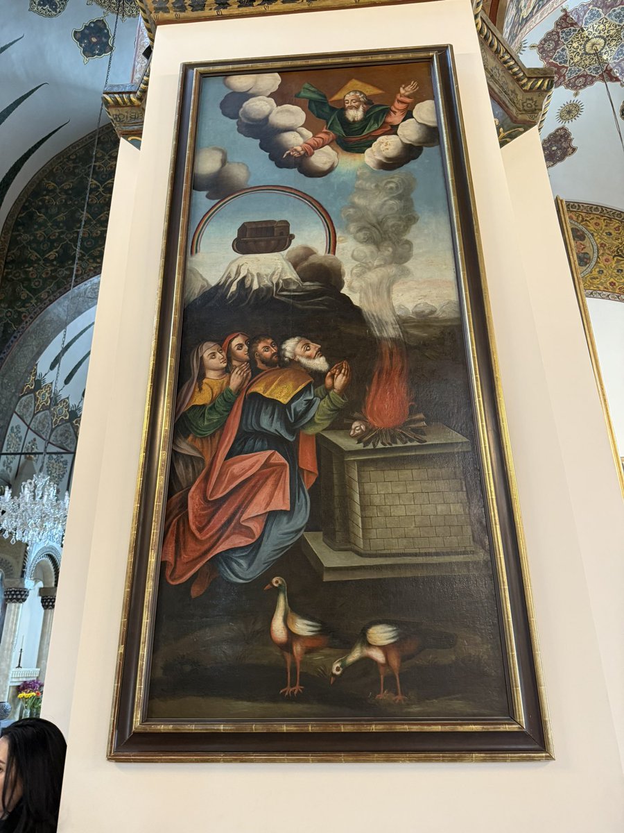 This beautiful fresco in Echmiadzin displays the ultimate holiness of the site, such that the very place where the altar stands in the Cathedral is precisely where Noah built the first altar to God after descending from Ararat.