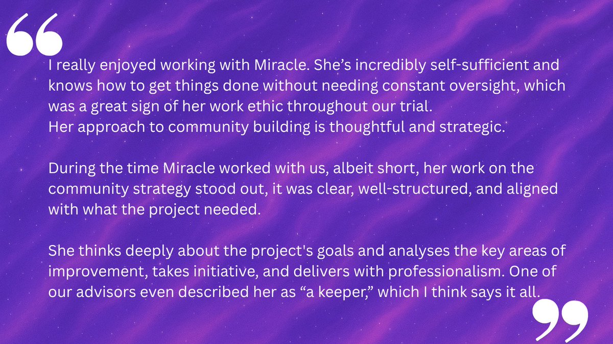sundaymiimii's tweet image. So I got to work with @ioanamarin_ , co-founder of Marketized on a short-term trial.
Even though we couldn’t proceed with the full-time role due to shifting client needs, the experience was solid and so was the feedback.
She left me a glowing recommendation, based on the work I…