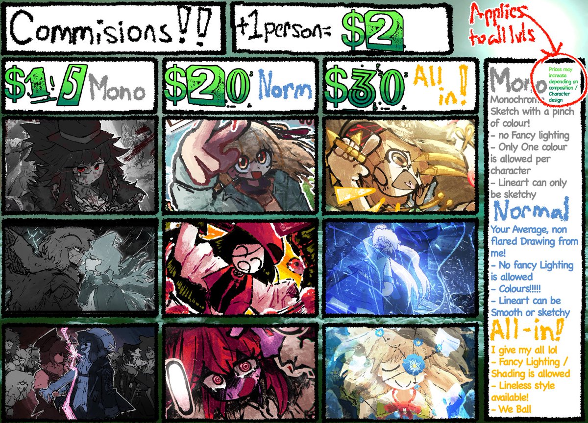 glreadstoomuch's tweet image. Hihi! (The swirly sign is an @ btw )
Commisions are UP!!!!!