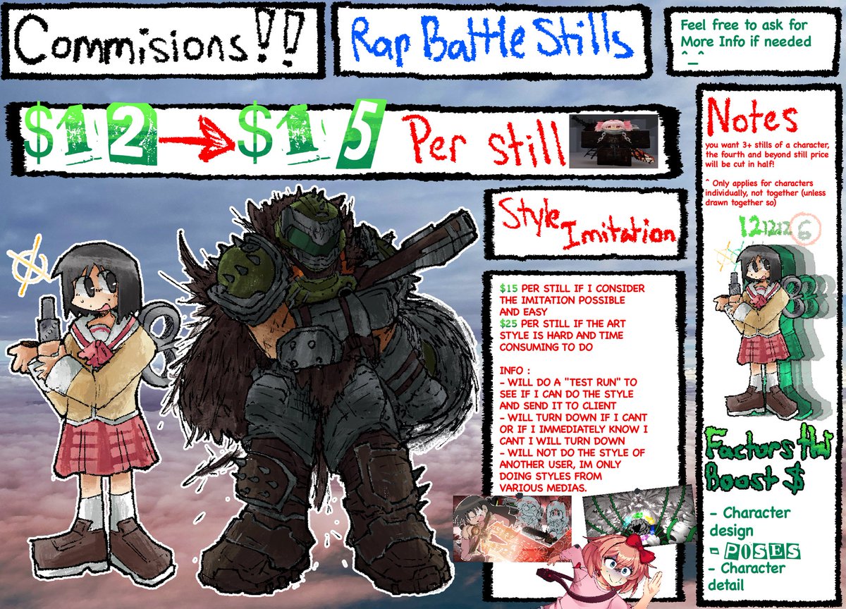 glreadstoomuch's tweet image. Hihi! (The swirly sign is an @ btw )
Commisions are UP!!!!!
