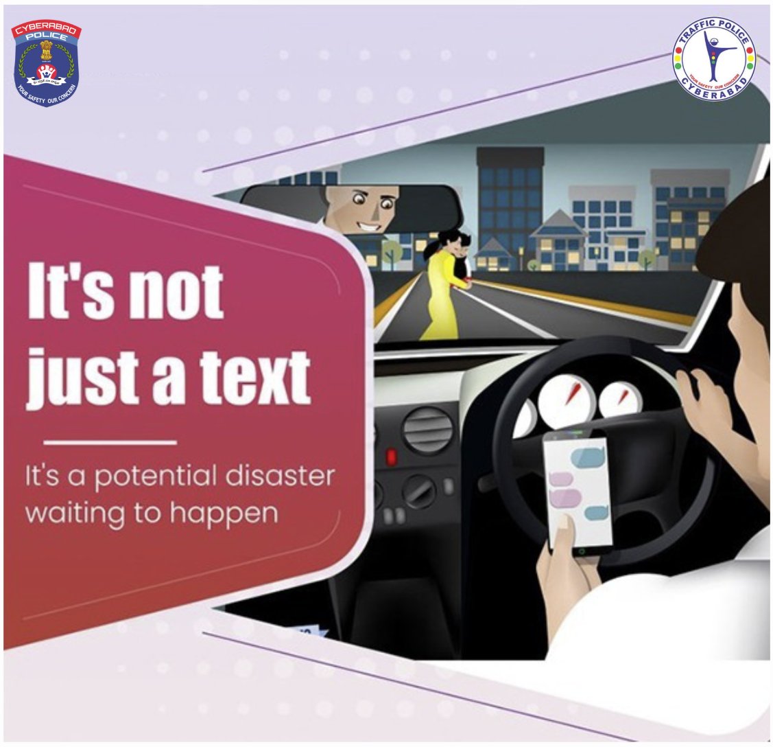 Eyes on the road, not on the phone. #cybtraffic #Telangana #traffic