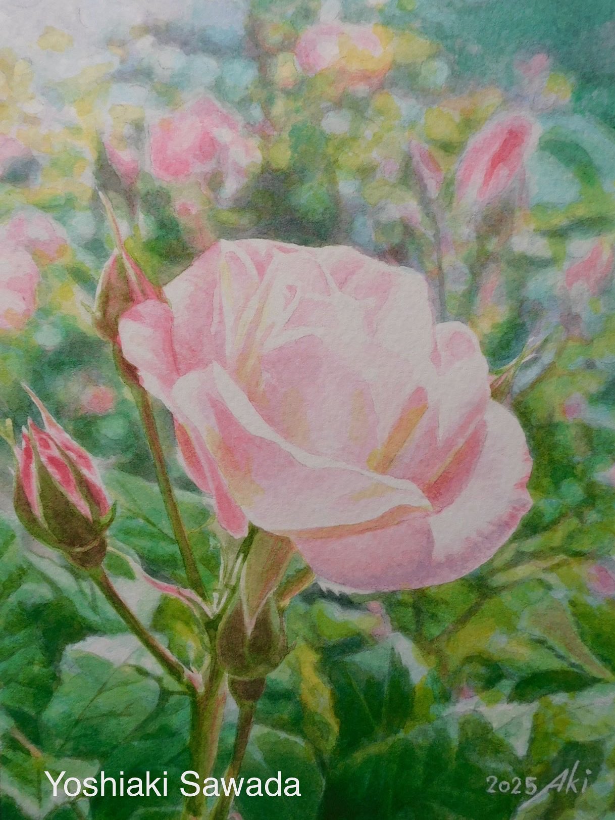 貴重】ピエール・ジャン・ラド 水彩画『花の散歩』 - 絵画