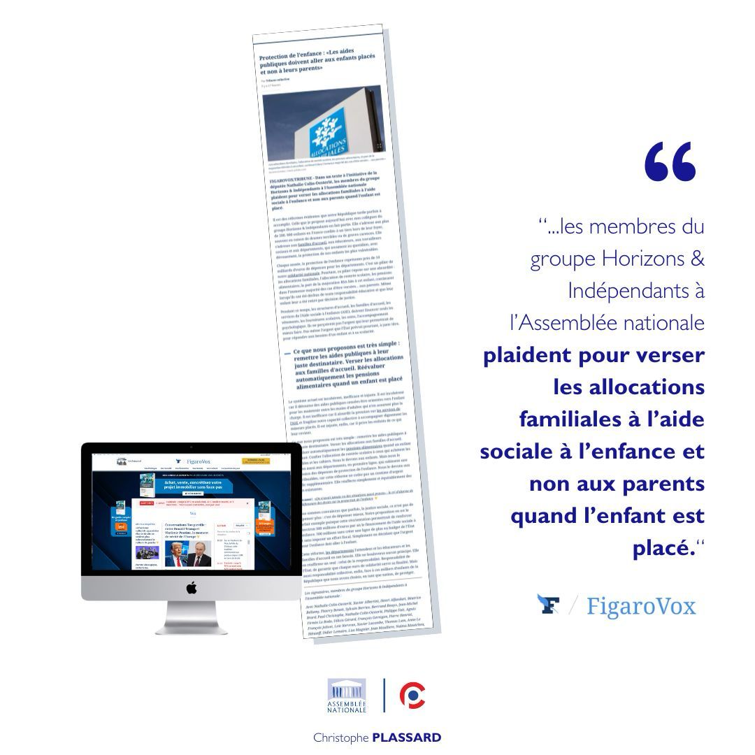 👶🏛 HORIZONS x PROTECTION DE L’ENFANCE 🏛👶
Une réforme de bon sens portée par le groupe Députés Horizons &amp; Indépendants  : verser les allocations familiales à l’Aide sociale à l’enfance lorsque l’enfant est placé, plutôt qu’aux parents n’ayant plus la charge de leur enfant.