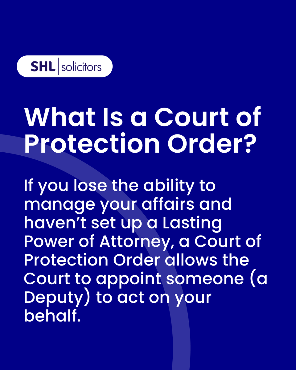 StHelensLaw's tweet photo. If someone has lost mental capacity and can’t make decisions for themselves, a Court of Protection Order allows the Court to appoint a Deputy to act on their behalf.

Contact us for advice on applying for a Court of Protection Order 👉 https://t.co/vmbS7PqK2d https://t.co/FJbQv6Xmea