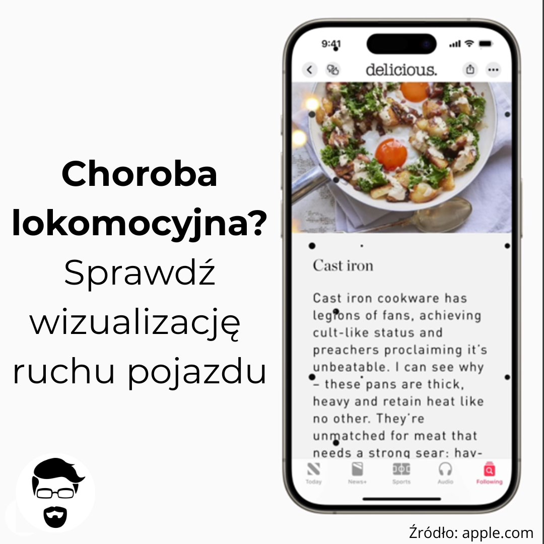 ⚫⚫⚫ Te kropki mogą pomóc.
Nie możesz patrzeć w ekran w autobusie?
Sprawdź funkcję wizualizacja ruchu pojazdu.
➡️ Znajdziesz ją w menu dostępność w iPhone.

Efekt?
Przy krawędziach ekranu pojawiają się kropki.
Może to ograniczyć efekty choroby.
🔴Daj znać czy u Ciebie to działa