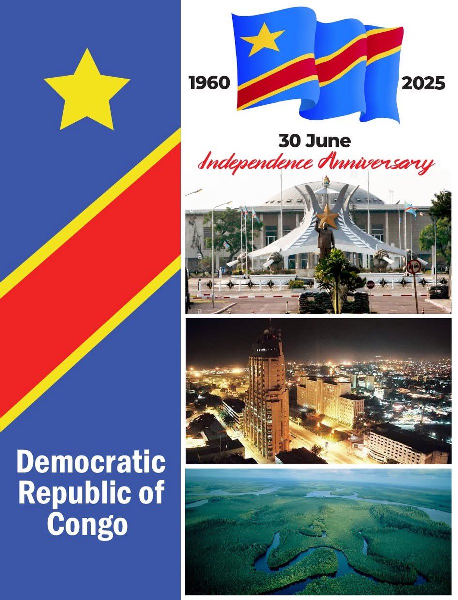 𝗝𝗼𝘆𝗲𝘂𝘅 𝟲𝟱𝗲 𝗮𝗻𝗻𝗶𝘃𝗲𝗿𝘀𝗮𝗶𝗿𝗲 𝗱’𝗶𝗻𝗱𝗲́𝗽𝗲𝗻𝗱𝗮𝗻𝗰𝗲 𝗮̀ 𝗹𝗮  RDC
Le 30 juin 2025, la #SADC se joint à la #RDC pour célébrer 65 ans d’indépendance et saluer sa contribution à la paix, l’unité et au développement régional. Félicitations !
#RDC65 #UnitéSADC