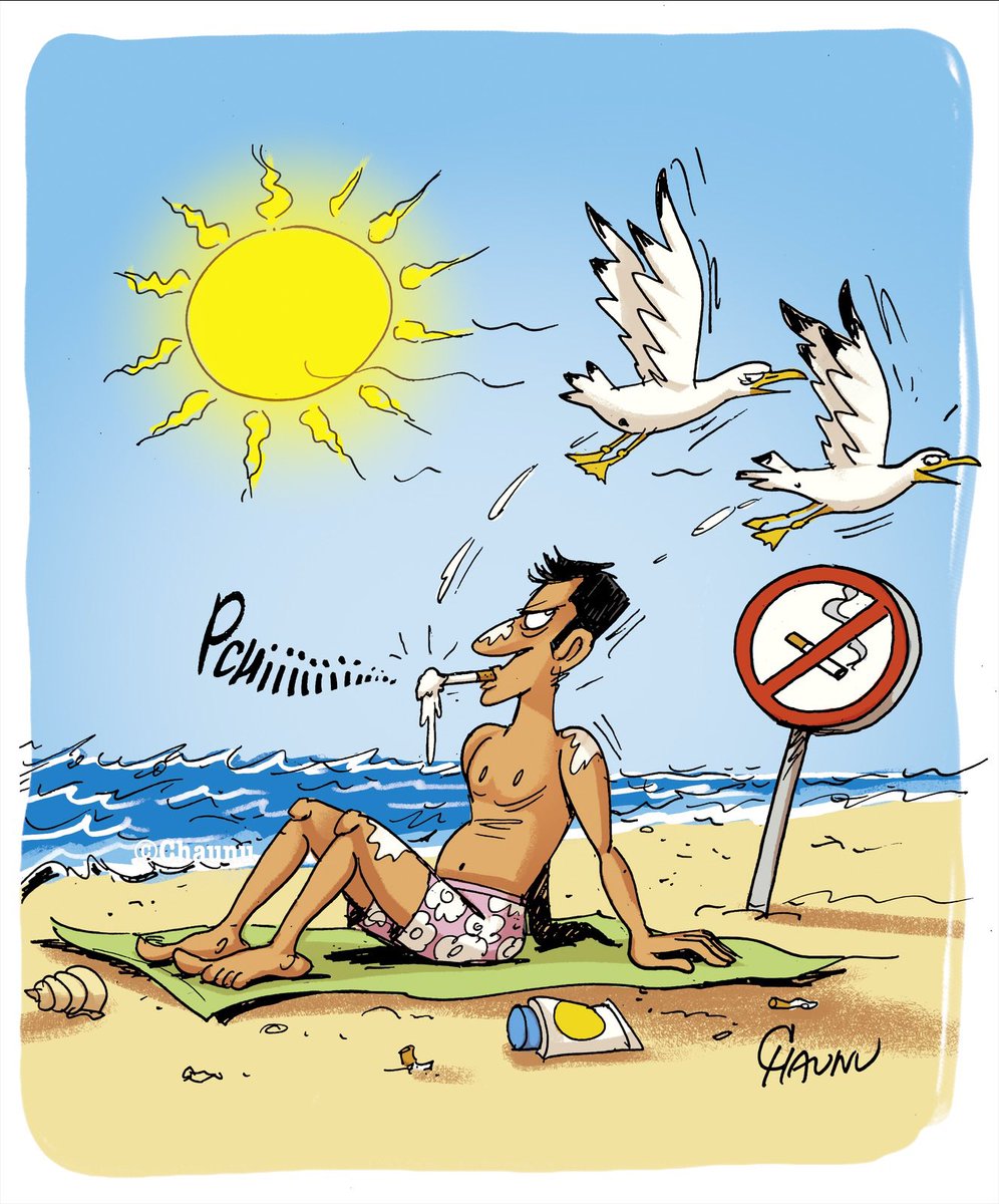 EmmanuelChaunu's tweet image. ✏️ dessins du jour pour @ouestfrance et @_lunion interdiction de #fumer à la #plage #actu #dessindepresse