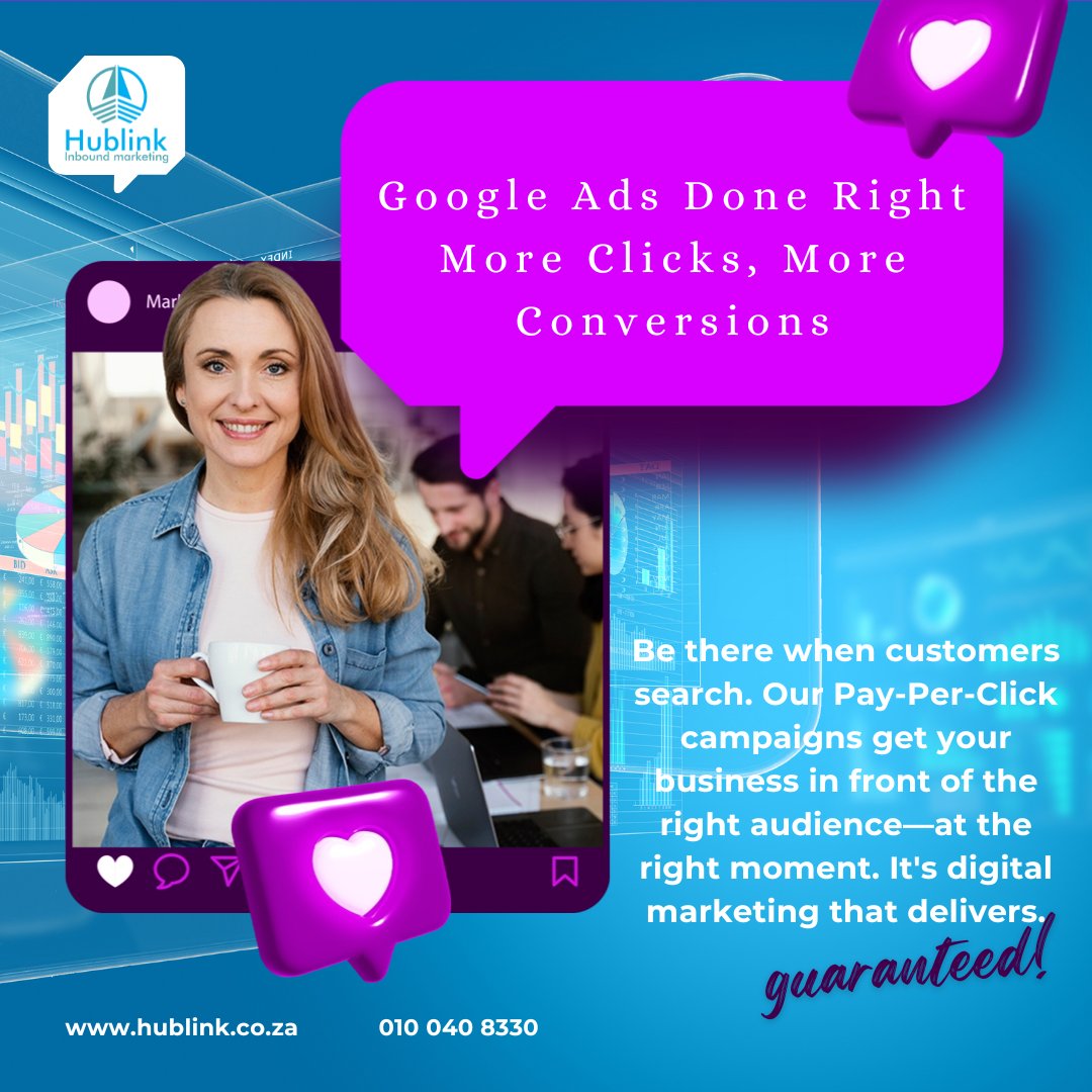 Hublink0603's tweet image. 🚀 Google Ads done right!
More clicks, more conversions—be there when customers search 💡📈
Visit our website @ hublink.co.za or
Call us on: 010 040 8330
#Hublink #PPC #GoogleAds