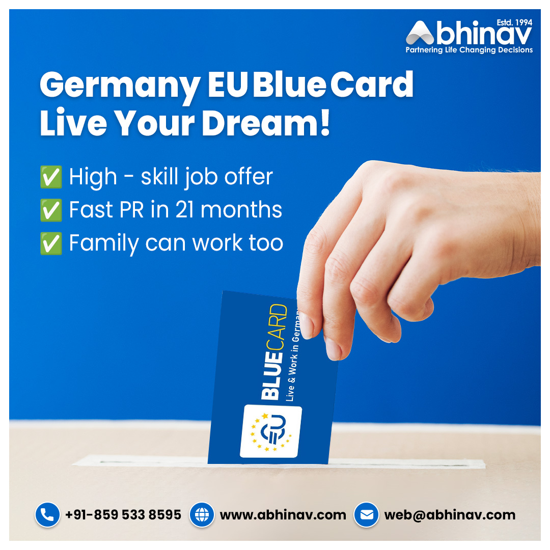 abhinavimmi's tweet image. High-skill job? You could be eligible for Germany’s EU Blue Card 🇩🇪

Fast-track your PR in 21 months, with work rights for your family too!

Start your journey with Abhinav Immigration — 30 years of trusted expertise.
#GermanyPR #EUBLueCard #AbhinavImmigration