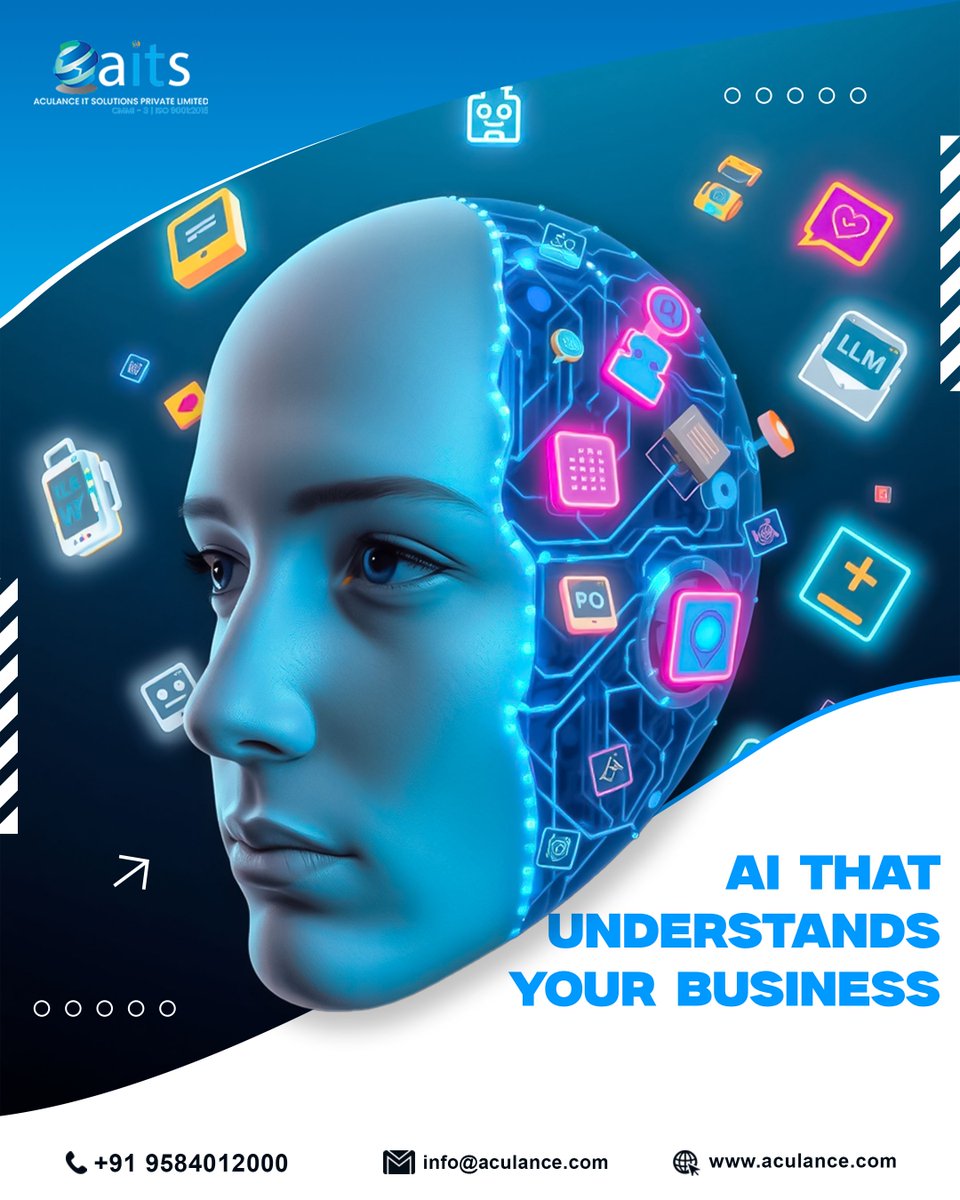 AculanceL's tweet photo. From AI Chatbots to Custom LLMs — We Build AI That Works for You.
Smarter tools. Faster workflows. Better decisions. Let Aculance help you unlock real business impact with tailor-made AI solutions. 🤖📈 

📞 Let’s talk 
🌐 https://t.co/w8zP7IvdhD
📲 +91-9584012000

#Aculance https://t.co/sfc0KY0r5X