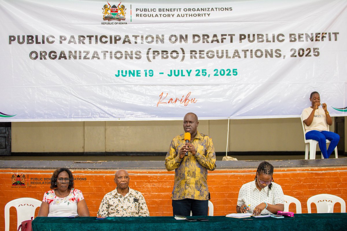 PBO REGULATORY AUTHORITY (@ngoboardkenya) on Twitter photo The Coast Region PBOs Regulations, 2025 Public Participation Forum kicked off at Tononoka Social Hall, Mombasa with opening remarks by <a href="/PBO_RA/">PBOs REGULATORY AUTHORITY -PBORA</a> members of the Board and the CEO <a href="/Laxmana_Kiptoo/">Dr. Laxmana Kiptoo, PhD., OGW</a>
#PBOREGULATIONS2025 ^FT
<a href="/InteriorKE/">Ministry of Interior | Kenya</a> <a href="/Laxmana_Kiptoo/">Dr. Laxmana Kiptoo, PhD., OGW</a> <a href="/ray_omollo/">Dr. Raymond Omollo — CBS</a> The Coast Region PBOs Regulations, 2025 Public Participation Forum kicked off at Tononoka Social Hall, Mombasa with opening remarks by <a href="/PBO_RA/">PBOs REGULATORY AUTHORITY -PBORA</a> members of the Board and the CEO <a href="/Laxmana_Kiptoo/">Dr. Laxmana Kiptoo, PhD., OGW</a>
#PBOREGULATIONS2025 ^FT
<a href="/InteriorKE/">Ministry of Interior | Kenya</a> <a href="/Laxmana_Kiptoo/">Dr. Laxmana Kiptoo, PhD., OGW</a> <a href="/ray_omollo/">Dr. Raymond Omollo — CBS</a>