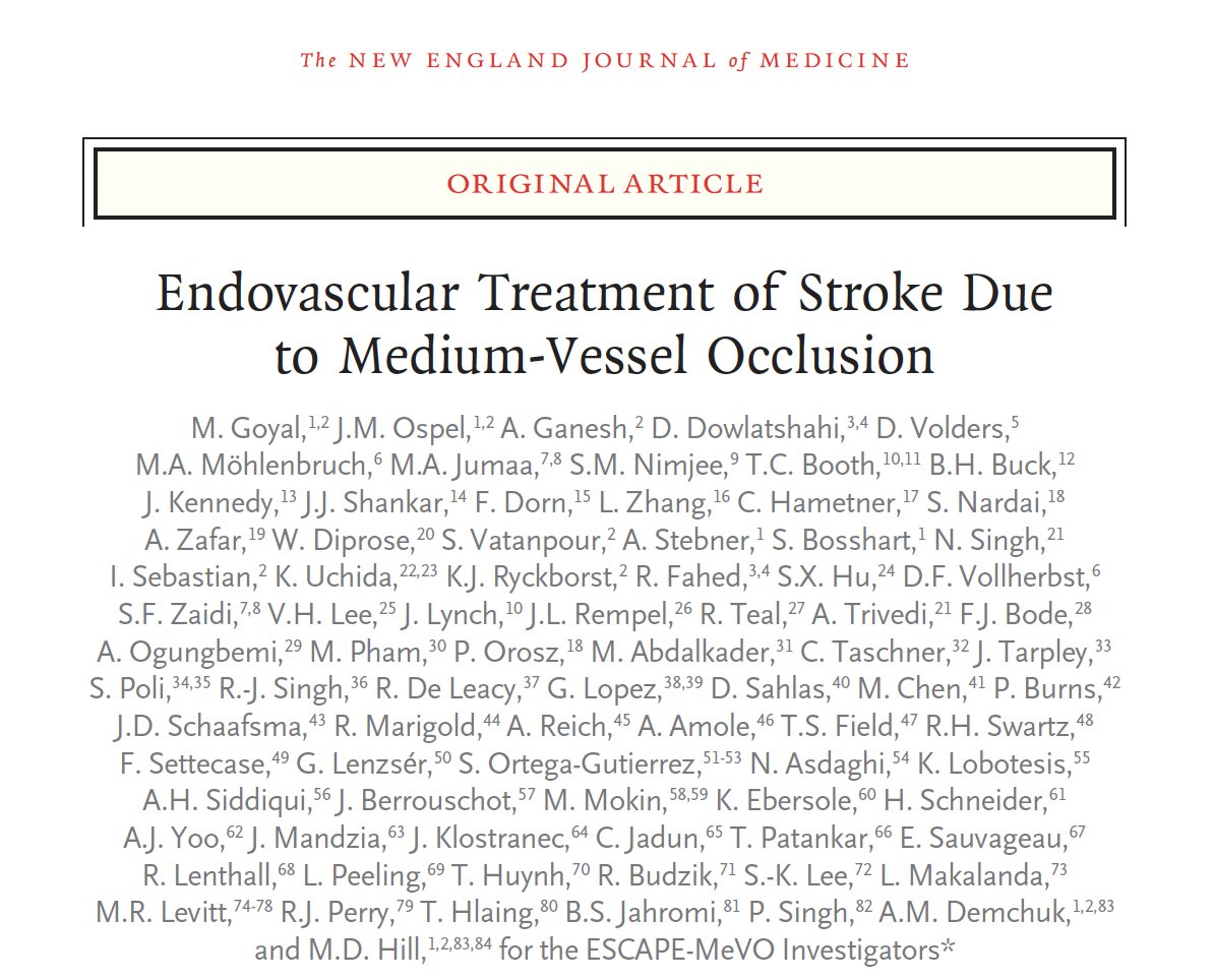 #ESCStrokeBlog out now!🚨

Endovascular treatment of #stroke due to MeVO does not lead to better outcomes than usual care

Check out the comment: tinyurl.com/4pbbnj6c 
&amp; 
The original article: tinyurl.com/3ap884u7

<a href="/NEJM/">NEJM</a> <a href="/escardio/">European Society of Cardiology</a>