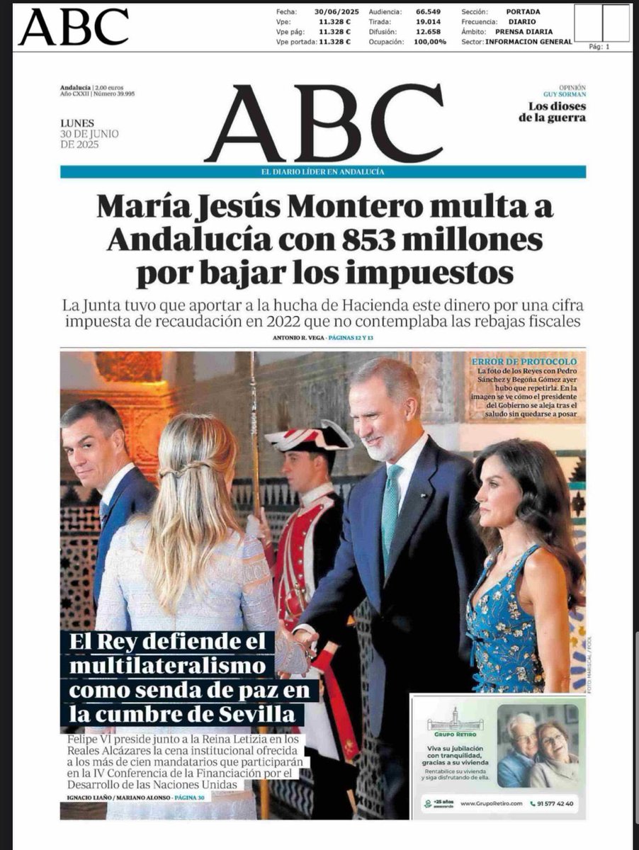 Miren ustedes lo que les vengo contando. La derecha mediática manipulando la información:

👉La Junta de Andalucía decide eliminar los impuestos a los super ricos y eso implica recaudar unos 1.100 millones de euros menos (migajas para el resto).

👉 Como consecuencia tiene que