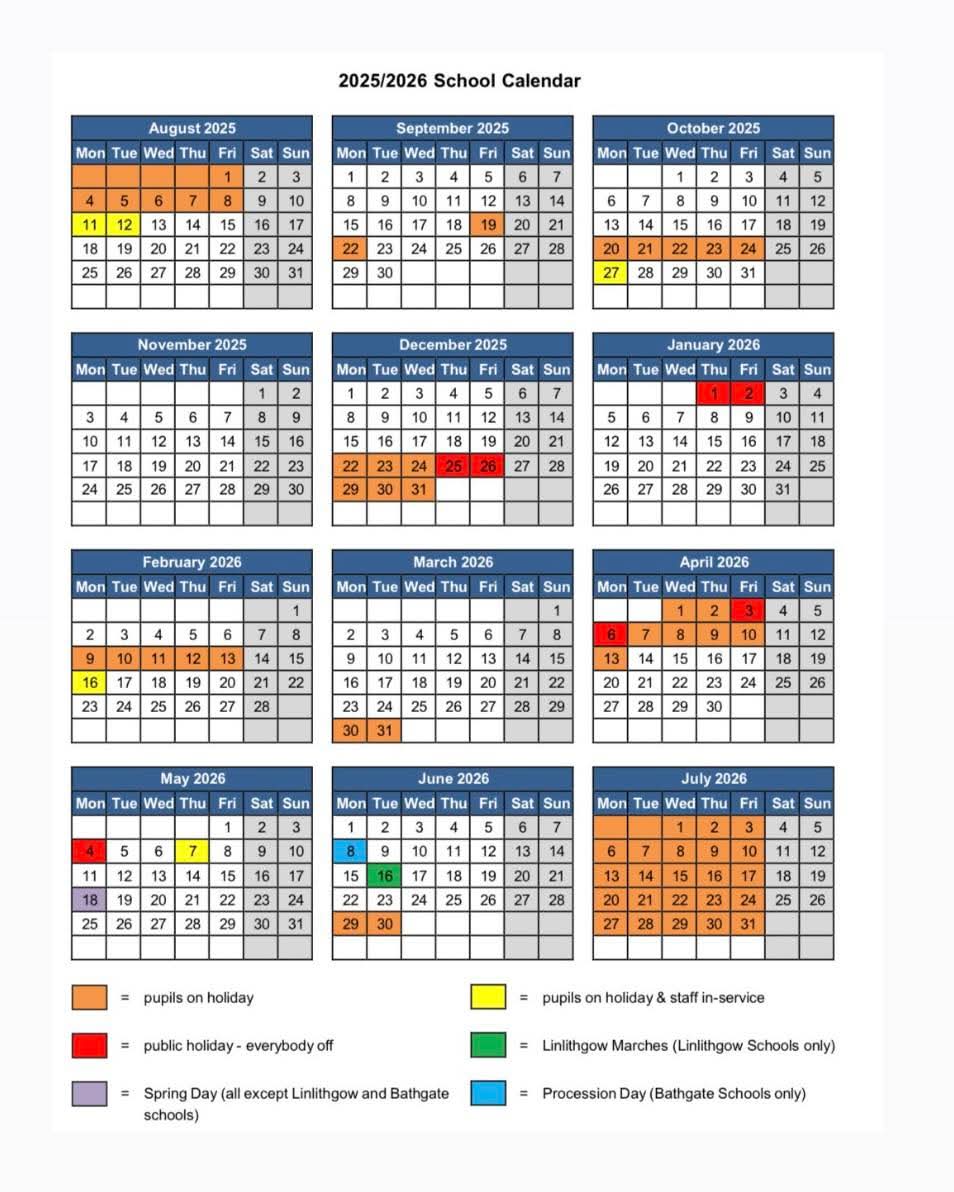WL school holidays for session 2025/26.