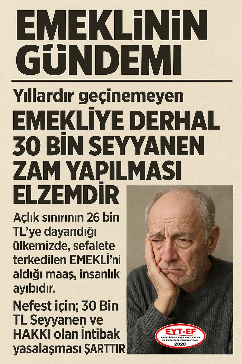 Bakkala Gitsek ,Markete Gidemiyoruz 

Markete Gitsek Pazara Çıkamıyoruz 

Pazara Çıksak Kiraya Faturaya Yetisemiyoruz  ‼️🔊

İnsanca Yaşayamıyoruz ‼️🔊

Durumun Vahimiyetini 

Daha Nasil Anlatalım ???

#EmekliyeDerhal30BinSeyyanen
#Derhal5000KısmiyeYasaGelsin
<a href="/RTErdogan/">Recep Tayyip Erdoğan</a>