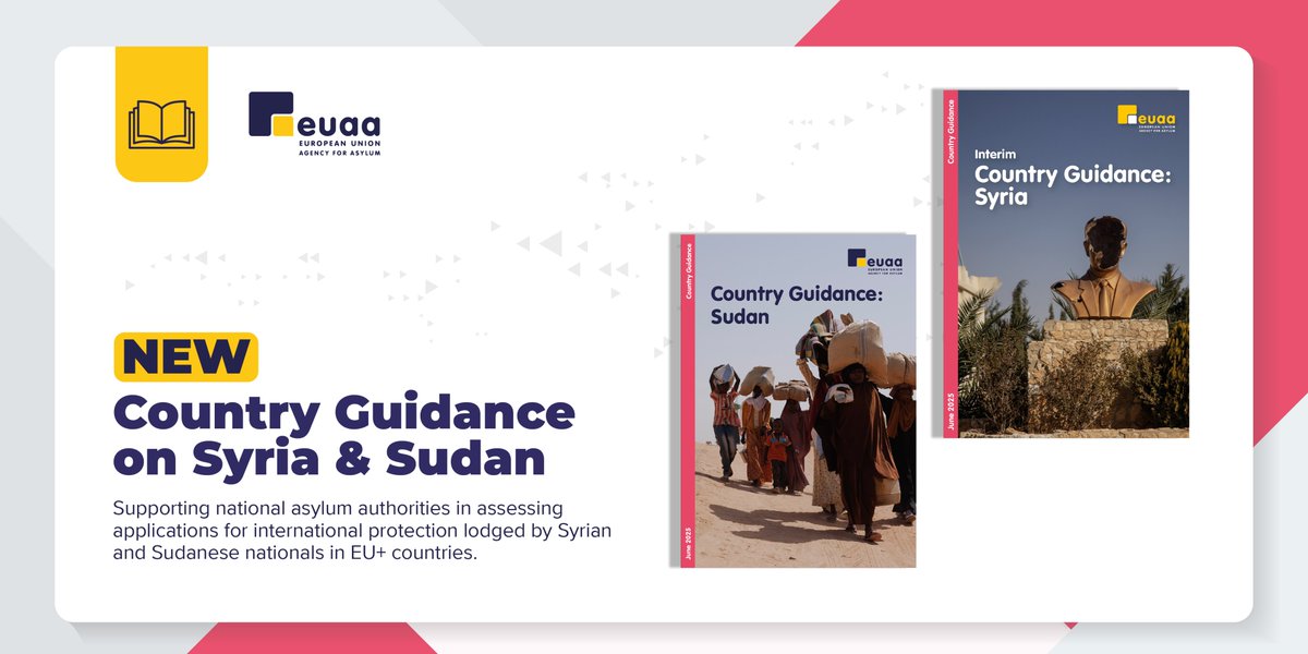 EUAsylumAgency's tweet image. ๐ The EUAA has published new Country Guidance on Syria (interim) & Sudan.
๐น Syria: Reflects changes post-Assad fall to support resumed case assessments.
๐น Sudan: First guidance amid ongoing conflict, outlines key protection profiles.
Read more: europa.eu/!QRQ4v9