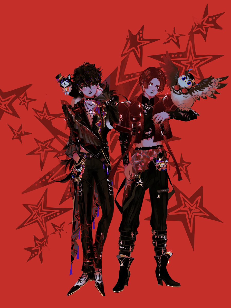 peacknoir's tweet image. 蓮蓮 x 渚⭐️❤️‍🔥
自己給他們畫服
#p5x #Persona5ThePhantomX 
#女神異聞錄夜幕魅影 #Persona5X