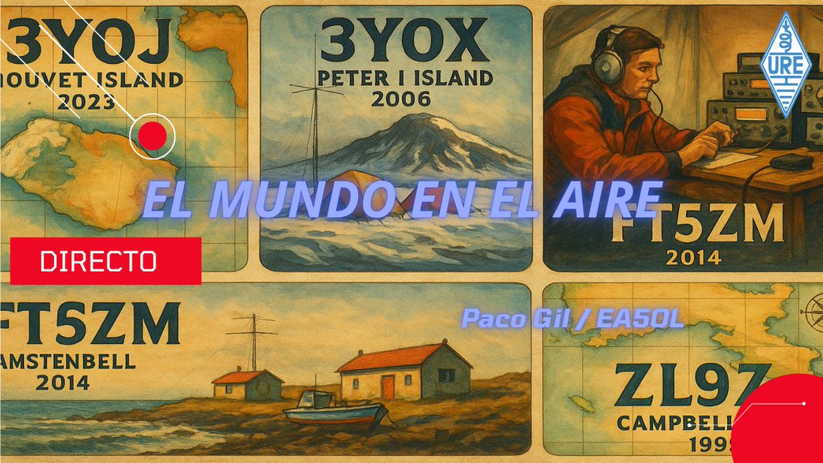 El próximo miércoles 2 de julio a las 19:30 EA-Peninsular (CEST) /17:30 UTC, se transmitirá por el canal YouTube de URE la charla “Mundo en el Aire”, que impartirá nuestro colega Paco Gil (EA5OL). Como siempre, podréis seguir la charla en: youtube.com/ureradio