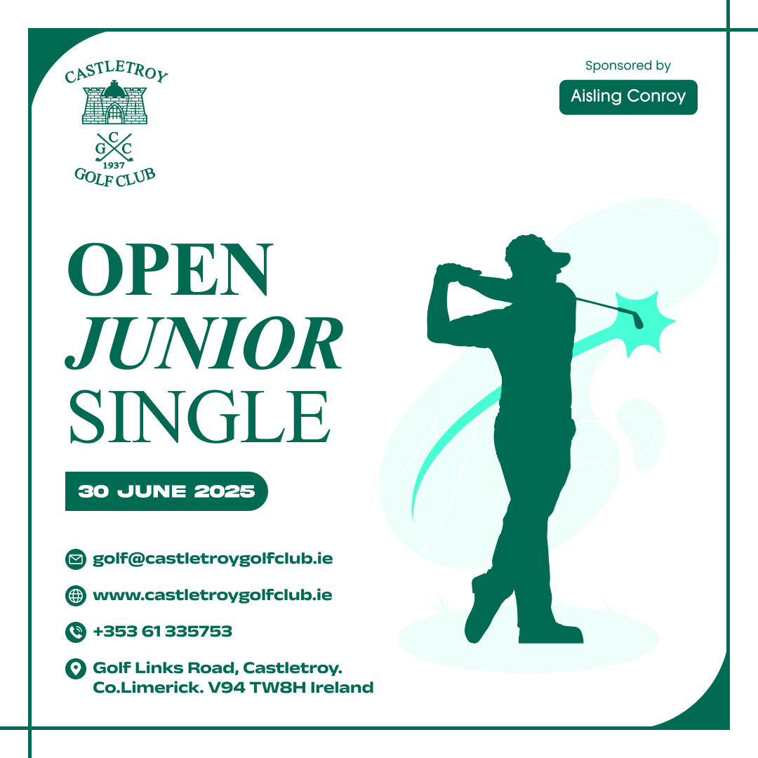 Castletroy Golf Club (@castletroygc) on Twitter photo 🏌️♀️ Next Gen Golfers, Today’s Tee Time
Open Junior Singles is LIVE today <a href="/CastletroyGC/">Castletroy Golf Club</a> ⛳
📍 Sponsored by Aisling Conroy
📅 30 June 2025
👏 Let’s hear it for the next champions in the making!
#JuniorGolf #OpenJunior #CastletroyGolfClub #FutureOnTheFairway #GolfStartsYoung 🏌️♀️ Next Gen Golfers, Today’s Tee Time
Open Junior Singles is LIVE today <a href="/CastletroyGC/">Castletroy Golf Club</a> ⛳
📍 Sponsored by Aisling Conroy
📅 30 June 2025
👏 Let’s hear it for the next champions in the making!
#JuniorGolf #OpenJunior #CastletroyGolfClub #FutureOnTheFairway #GolfStartsYoung