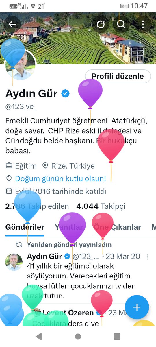 Bugün benim doğum günüm. 65 oldum.