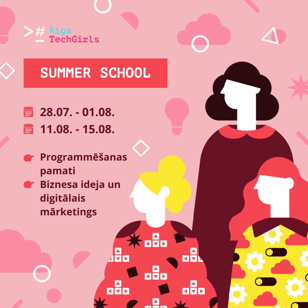 Riga TechGirls (@rigatechgirls) on Twitter photo Å ovasar piedzÄ«vo neaizmirstamu piedzÄ«vojumu tehnoloÄ£iju pasaulÄ ā meitenÄm piedÄvÄjam divas radoÅ”as un iedvesmojoÅ”as vasaras skolas RÄ«gÄ! š¾š”
š ReÄ£istrÄjies tagad:
š” ProgrammÄÅ”ana: fienta.com/lv/programmesaā¦
š Bizness un mÄrketings: fienta.com/lv/biznesaidej⦠Šovasar piedzÄ«vo neaizmirstamu piedzÄ«vojumu tehnoloÄ£iju pasaulÄ ā meitenÄm piedÄvÄjam divas radoÅ”as un iedvesmojoÅ”as vasaras skolas RÄ«gÄ! š¾š”
š ReÄ£istrÄjies tagad:
š” ProgrammÄÅ”ana: fienta.com/lv/programmesaā¦
š Bizness un mÄrketings: fienta.com/lv/biznesaidejā¦