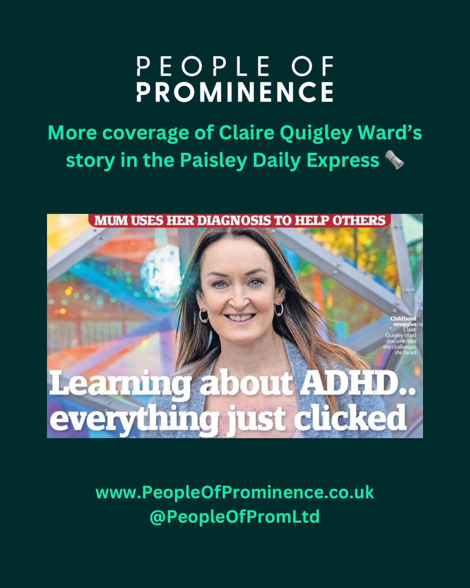 The Prominence Collective (@thepromcolhq) on Twitter photo More coverage of Claire Quigley Ward and <a href="/allaboardadhd/">All Aboard ADHD</a> in the Paisley Daily Express 🗞️
#ADHD #ADHDWomen #ADHDParenting More coverage of Claire Quigley Ward and <a href="/allaboardadhd/">All Aboard ADHD</a> in the Paisley Daily Express 🗞️
#ADHD #ADHDWomen #ADHDParenting