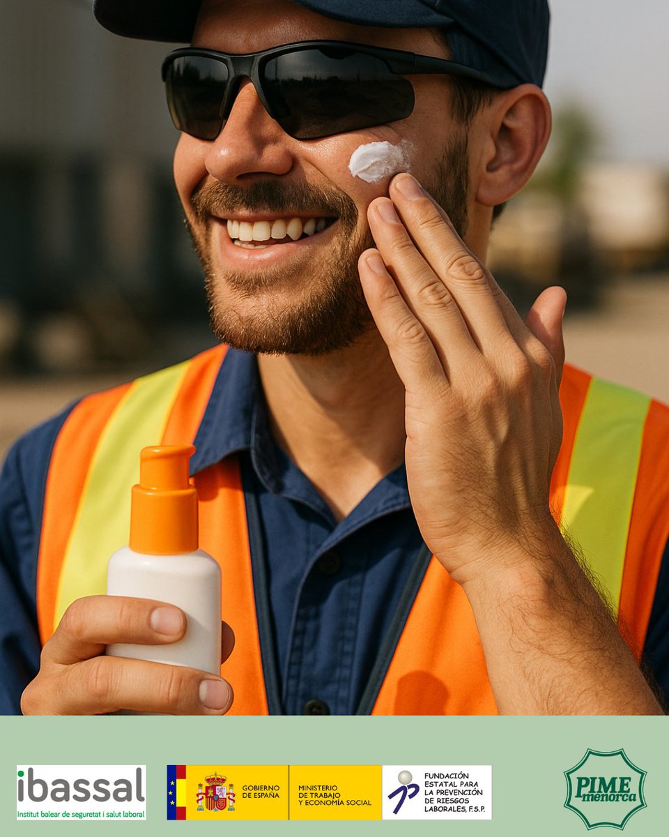 En el trabajo, que el ☀️no te 🔥
La radiación solar también afecta en el mar. Piel y 👀son especialmente vulnerables.
Usa 🧢, 😎 y 🧴
👉 Tu seguridad también está en juego.
#QueElSolNoTeGane #IBASSAL
📄 Consulta nuestras recomendaciones 👉
🔗pimemenorca.org/documento/1017…