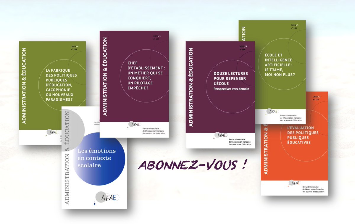 Nos bureaux seront fermés du 11 juillet au 20 août 2025.

Attention : Les envois d'ouvrages imprimés ne seront pas assurés durant cette période,  nous vous remercions de votre compréhension.

L'AFAE souhaite à toutes et tous un bel été !
afae.fr