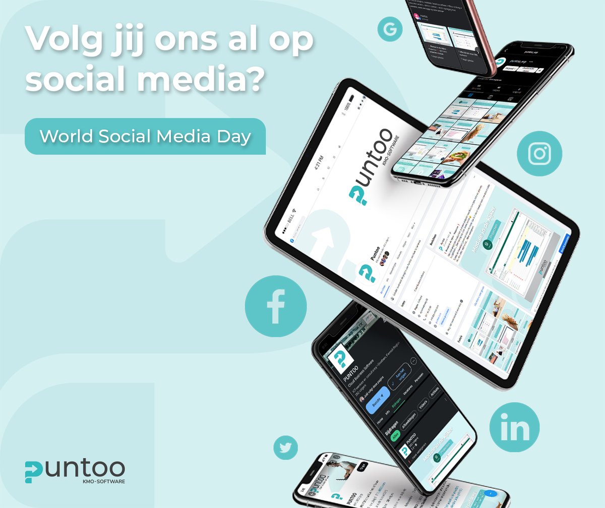 PUNTOO_erp's tweet photo. 🌍📱 𝗩𝗮𝗻𝗱𝗮𝗮𝗴 𝗶𝘀 𝗵𝗲𝘁 𝗪𝗼𝗿𝗹𝗱 𝗦𝗼𝗰𝗶𝗮𝗹 𝗠𝗲𝗱𝗶𝗮 𝗗𝗮𝘆 📱🌍

Volg ons op al onze platformen en vier deze dag samen met ons! @PUNTOO_erp

#PuntooKMO #PuntooPlus #PuntooTMS #ERPsysteem #MadeInLimburg #KMO #WorldSocialMediaDay https://t.co/cpU0DURWCl
