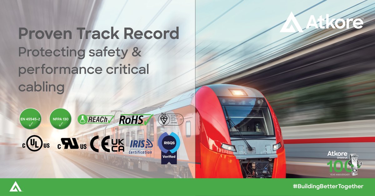 🚅Atkore’s rail solutions adhere to the highest industry standards to meet the stringent demands of the UK and international rail sector.✅

Learn more here: ow.ly/8ykg50VUN07

#Atkore #BuildingBetterTogether #Railsafetyweek