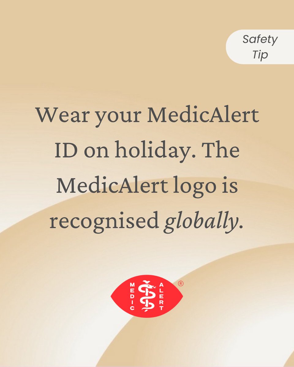 ✈️ Holiday plans? Don’t forget your most important travel essential, your MedicAlert ID.

Where ever you are, your MedicAlert emblem is internationally recognised, giving emergency services access to your vital medical information wherever you are in the world.

#TravelSafely
