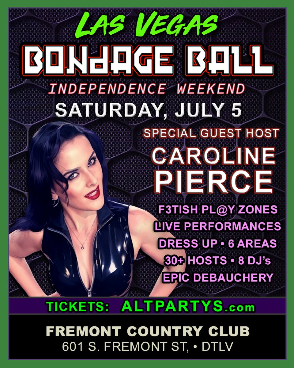 Hey Las Vegas! This weekend Saturday July 5 at the Fremont Country Club in DTLV is the Bondage Ball!
DJs, fashion shows, stage performances, play spaces, dungeon equipment, and more!

Who else is going? See you there!

For info and tix: bondageball.com/vegas/