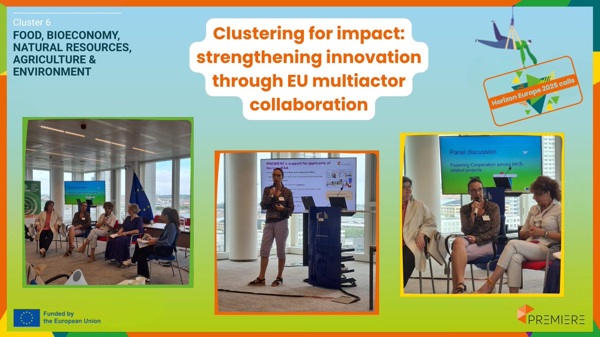 PREMIERE joined the #HorizonEurope Clustering Event by DG AGRI &amp; REA

Co-hosted a workshop with AKIS sister projects to tackle a key challenge: making #multiactor project results usable for practice 👩‍🌾

Collaboration is key!

Find tools for efficient MAA:  premiere-multiactor.eu