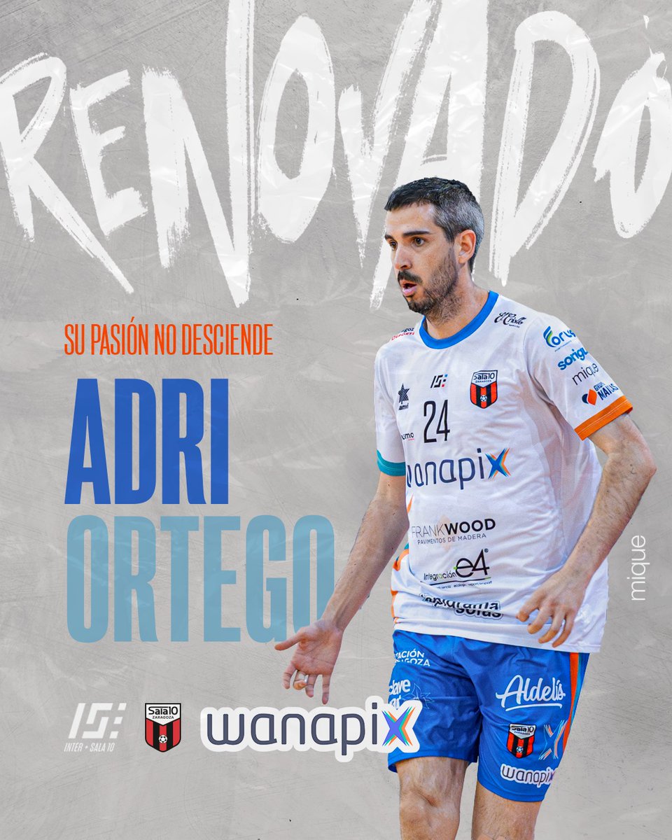 ✍️ OFICIAL | Adrián Ortego renueva con el Wanapix Zaragoza y cumplirá su décima temporada en el club

🤝 <a href="/Ortego_10/">Adrian Ortego</a>, uno de los nuestros

🔗: adsala10.es/adrian-ortego-…