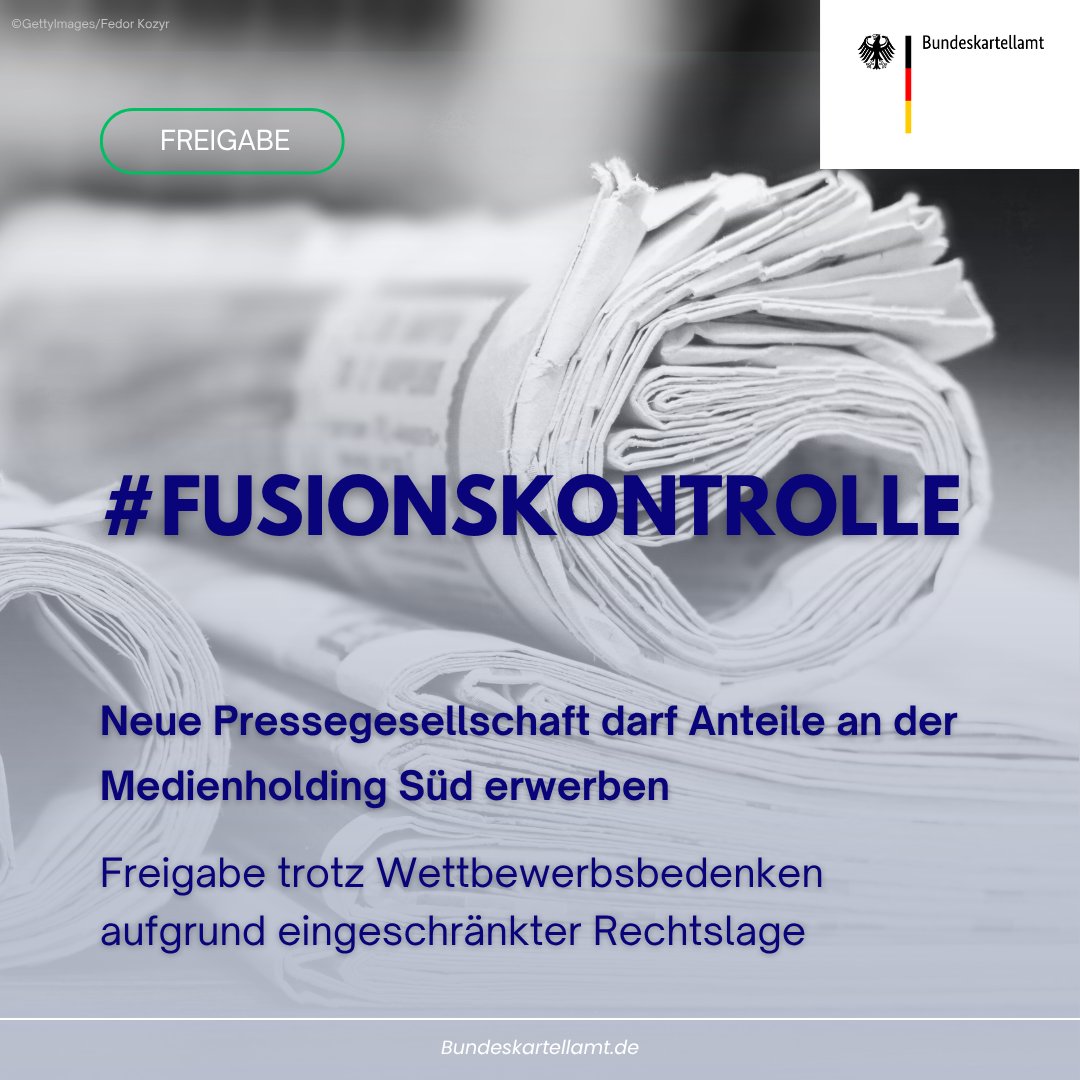 Neue Pressegesellschaft darf Anteile an der Medienholding Süd erwerben
⚖️ Freigabe trotz Wettbewerbsbedenken – Handlungsspielraum durch Rechtslage eingeschränkt

📰 Die Medienholding Süd verlegt regionale Tageszeitungen in Baden-Württemberg, wie die „Stuttgarter Zeitung“ und den