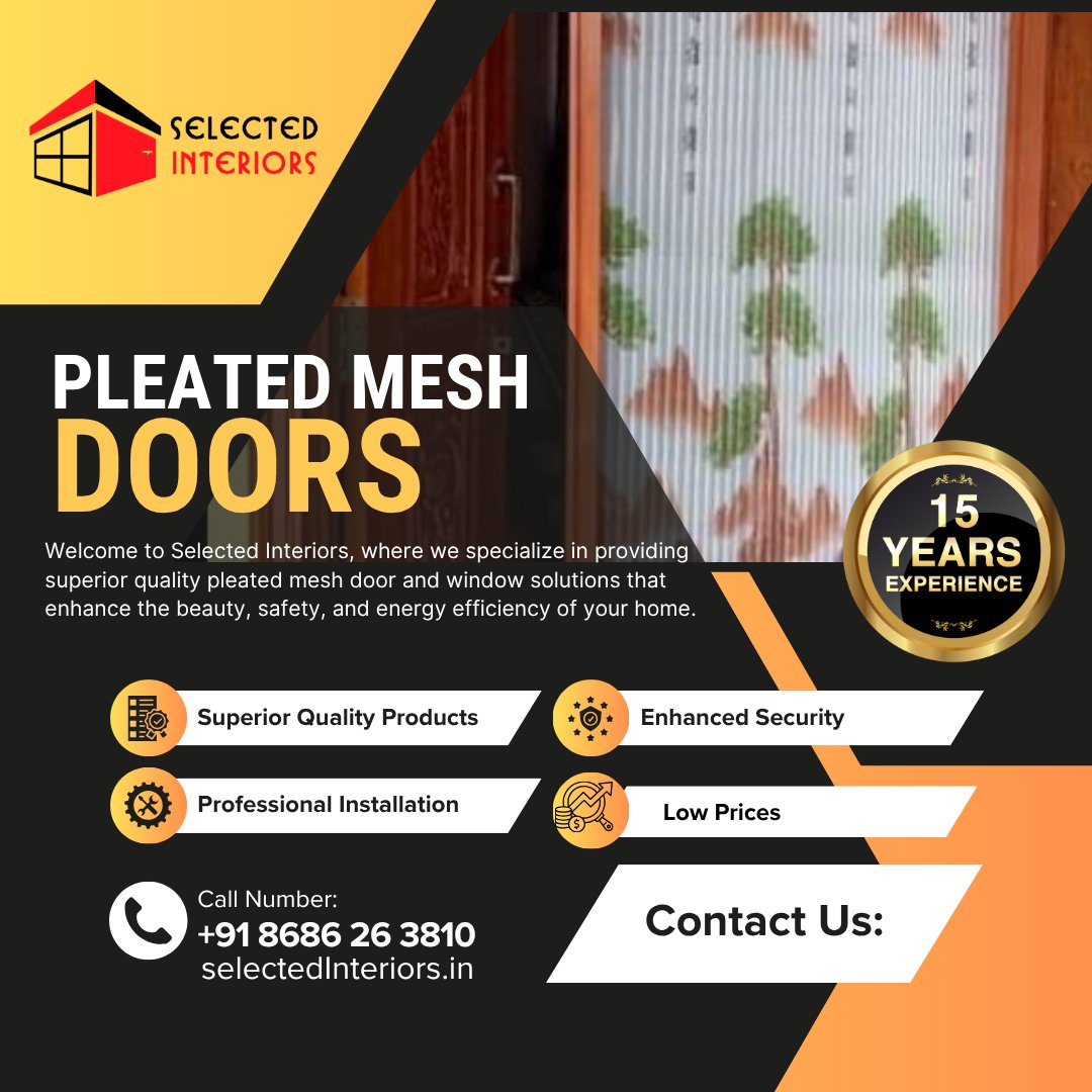 SelectdInterior's tweet image. 🌟 Upgrade your doors—upgrade your lifestyle!

Our premium pleated mesh doors are:
✅ Sleek &amp;amp; stylish
✅ Easy to use
✅ Durable and low-maintenance
Limited-time offer: Free installation on select orders!
📞 Call now or 📩 message us to get started.
#HomeImprovement #DoorSolutions