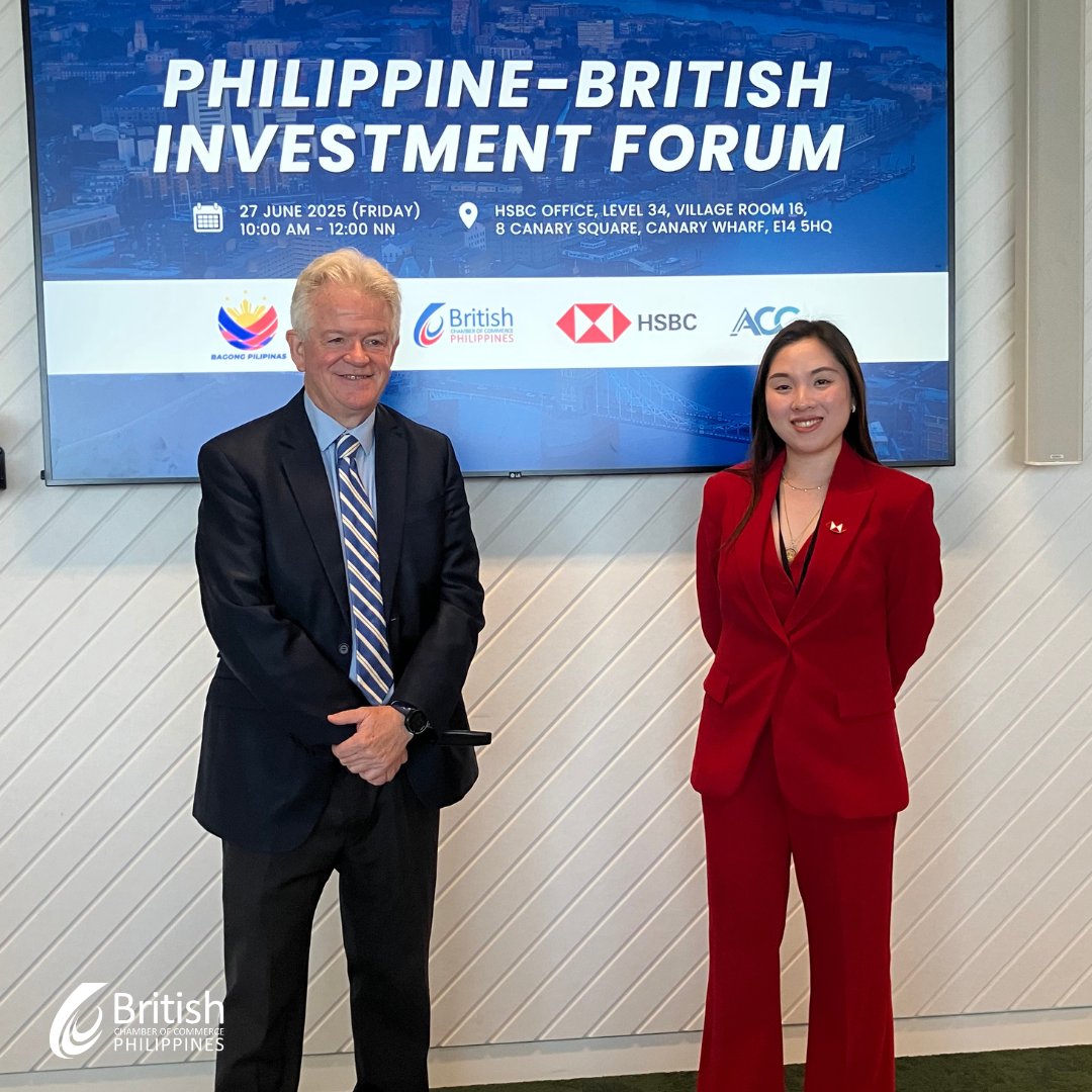British Chamber of Commerce of the Philippines (@officialbccphil) on Twitter photo From mission to momentum! 🇬🇧🇵🇭
The UK-PH Investment Forum last 27 June, spotlighted major opportunities in semiconductors, pharma, renewables & IT-BPM ⚡🖥️
Led by <a href="/PEZA_PH/">Philippine Economic Zone Authority</a>, w/ BCCP, <a href="/HSBC/">HSBC</a> & ACG, the talk drove bold strides in UK-PH trade & investment 🤝
#BCCP2025 #BCCPinAction From mission to momentum! 🇬🇧🇵🇭
The UK-PH Investment Forum last 27 June, spotlighted major opportunities in semiconductors, pharma, renewables & IT-BPM ⚡🖥️
Led by <a href="/PEZA_PH/">Philippine Economic Zone Authority</a>, w/ BCCP, <a href="/HSBC/">HSBC</a> & ACG, the talk drove bold strides in UK-PH trade & investment 🤝
#BCCP2025 #BCCPinAction