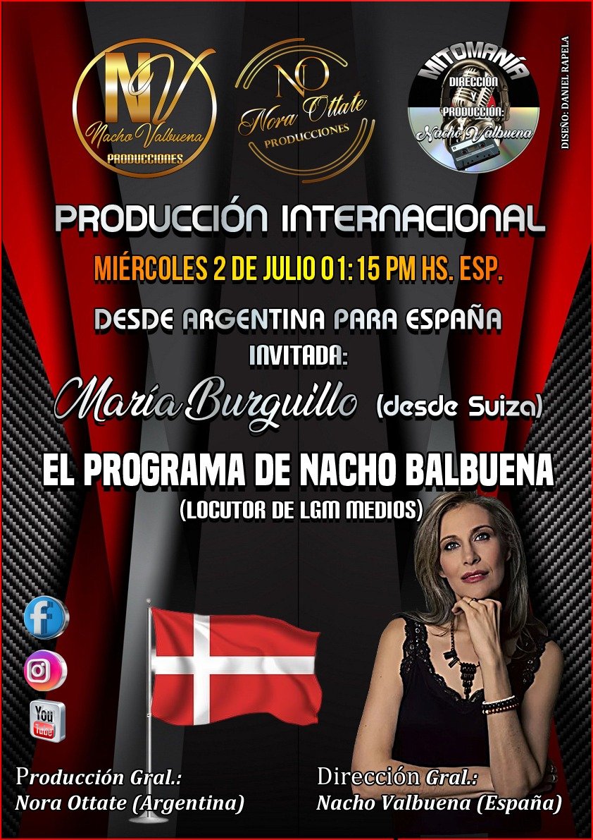 María Burguillos (@m_burguillos1) on Twitter photo Hola amigos, este miércoles 2 de julio a las 13:15h no os perdáis mi entrevista con <a href="/nacho_valbuena/">Nacho Valbuena Gonzalez</a> desde Madrid, producido por Nora Ottate desde Argentina, ¡no os la perdáis!✨️❤️ Hola amigos, este miércoles 2 de julio a las 13:15h no os perdáis mi entrevista con <a href="/nacho_valbuena/">Nacho Valbuena Gonzalez</a> desde Madrid, producido por Nora Ottate desde Argentina, ¡no os la perdáis!✨️❤️
