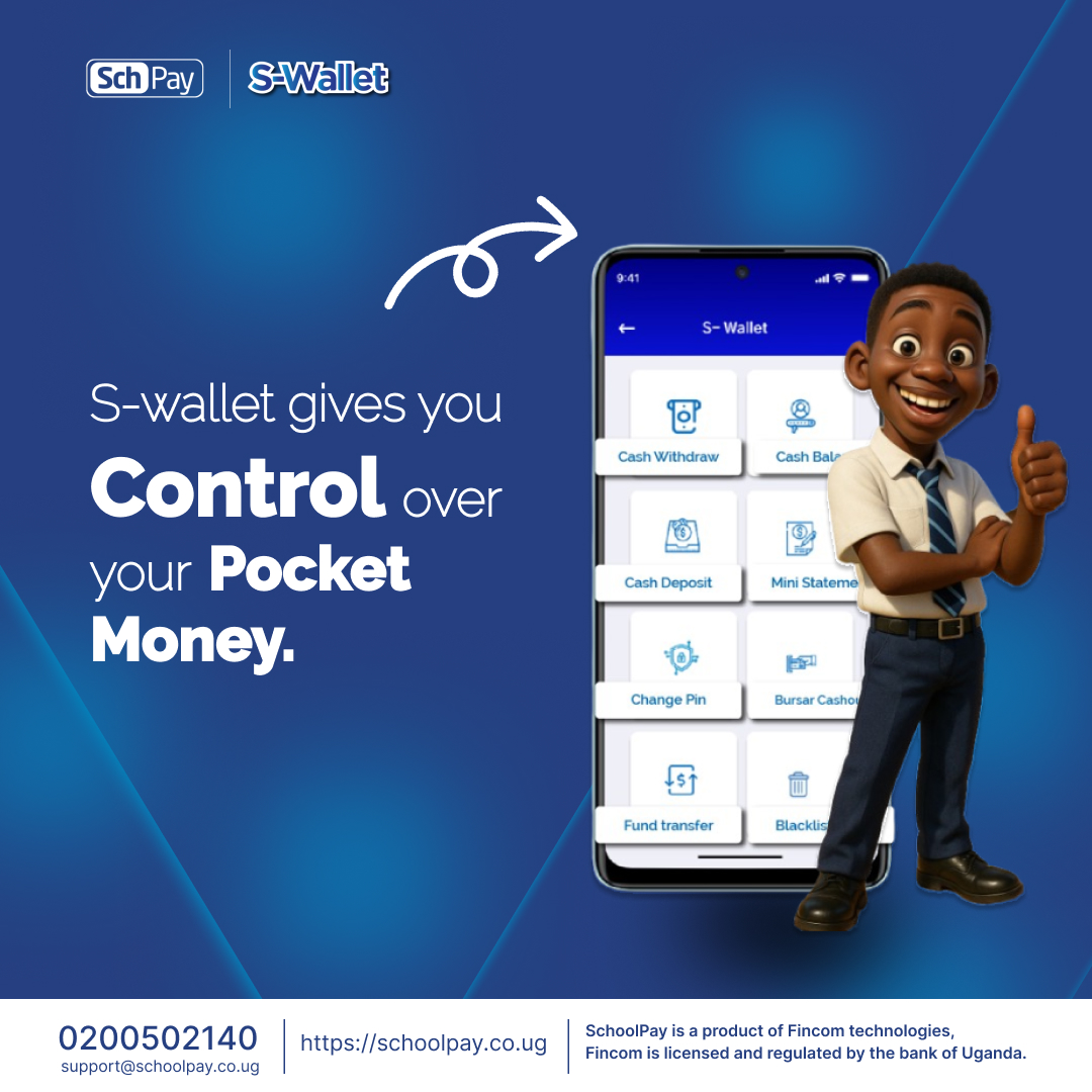 No third parties involved in your child's pocket money! Send it directly to their smart card at school.
For Mtn Dial *165*4*3*2# 
Airtel Dial *185*6*2# And Select Send Pocket Money. 
#Swallet #SchoolPay