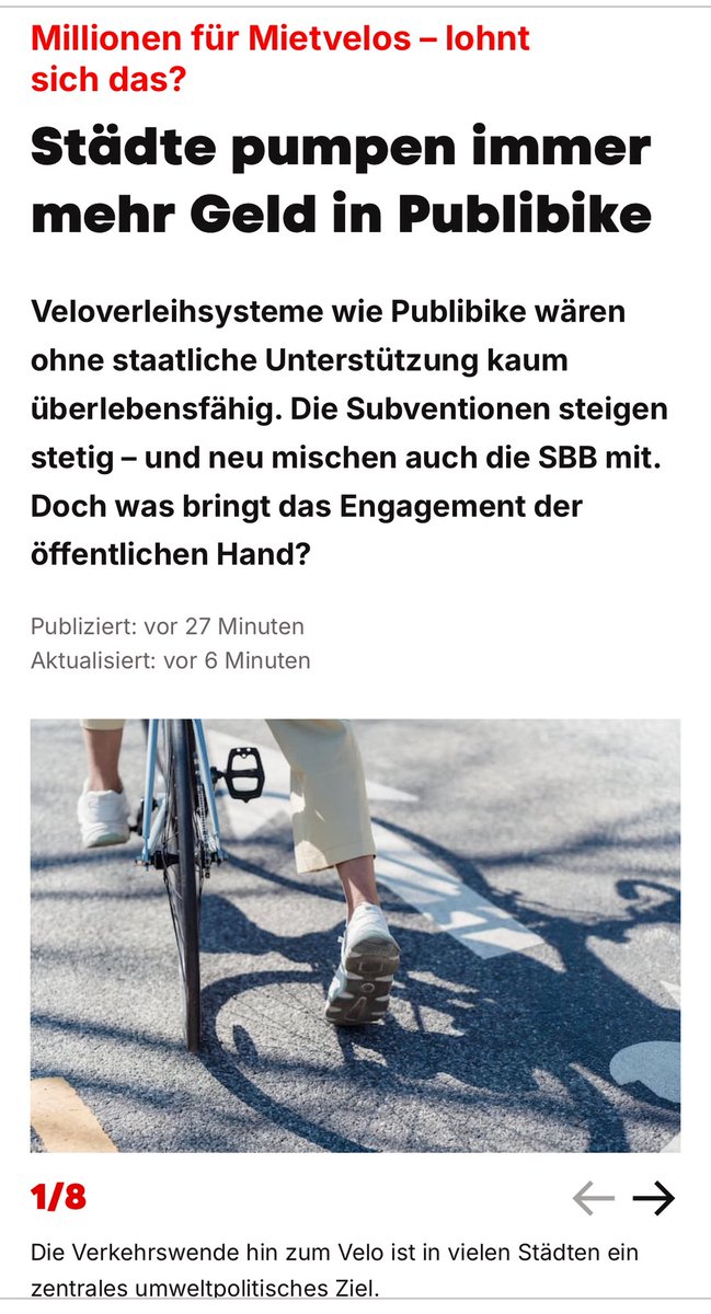 balzeggenberger's tweet image. Ungeheuerlich, wie Städte Millionen in Mietvelos pumpen, obwohl die Nachfrage offensichtlich fehlt.
Wenn ein Geschäftsmodell ohne Subventionen nicht überlebt, ist es kein Geschäftsmodell – sondern ein teures staatliches Hobby.
#Steuergeldverschwendung #Publibike #Veloflop…